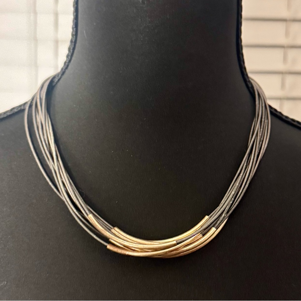 Fireworks Elegant Gold and Bronze Multi-Strand Tube Necklace